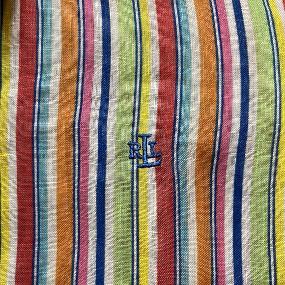 Lauren Ralph Lauren 100% Linen Plaid Button Down Shirt Sz XL Colorful - Picture 3 of 7